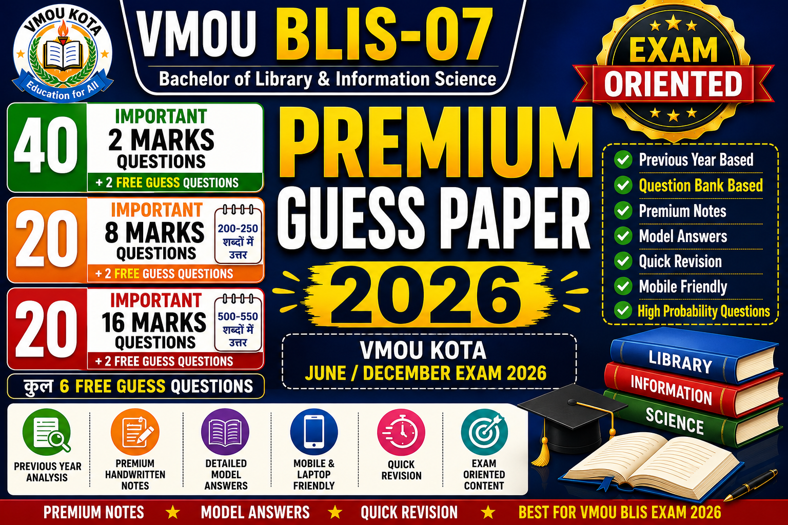 BLIS-07 Premium Guess Paper | VMOU Kota June/December Exam 2026